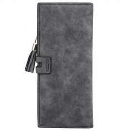 GUAPABIEN UMBRELLA TASSEL SOLID COLOR LETTER DUAL SNAP FASTENERS LONG CLUTCH WALLET FOR WO