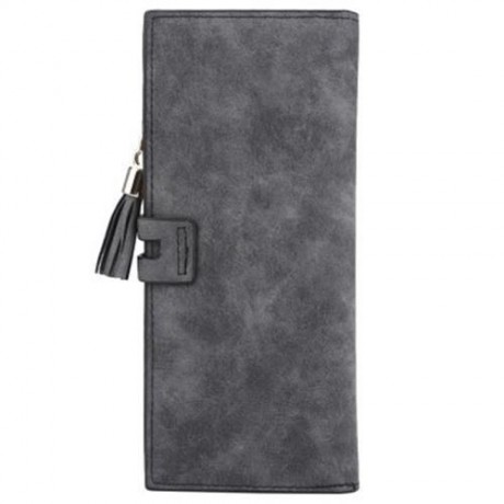 GUAPABIEN UMBRELLA TASSEL SOLID COLOR LETTER DUAL SNAP FASTENERS LONG CLUTCH WALLET FOR WO