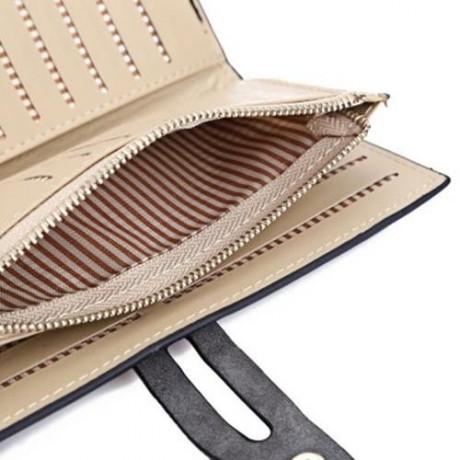 GUAPABIEN UMBRELLA TASSEL SOLID COLOR LETTER DUAL SNAP FASTENERS LONG CLUTCH WALLET FOR WO