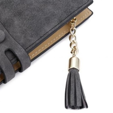 GUAPABIEN UMBRELLA TASSEL SOLID COLOR LETTER DUAL SNAP FASTENERS LONG CLUTCH WALLET FOR WO