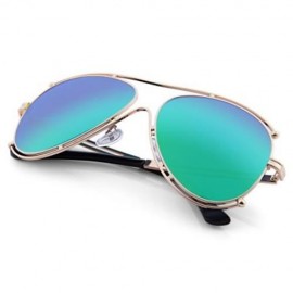 OVERSIZE VINTAGE FEMALE COLOR COATED SUNGLASSES (GOLD FRAME   GREEN LENS)