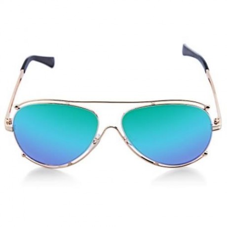 OVERSIZE VINTAGE FEMALE COLOR COATED SUNGLASSES (GOLD FRAME   GREEN LENS)