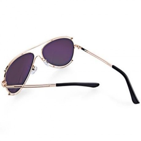 OVERSIZE VINTAGE FEMALE COLOR COATED SUNGLASSES (GOLD FRAME   GREEN LENS)