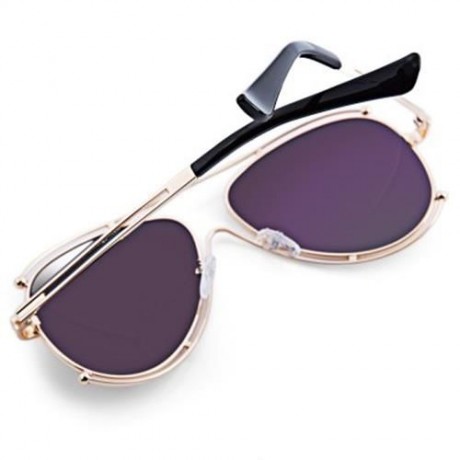 OVERSIZE VINTAGE FEMALE COLOR COATED SUNGLASSES (GOLD FRAME   GREEN LENS)