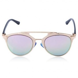 VINTAGE UNISEX REFLECTIVE MIRROR CAT FRAME GLASSES (GOLD FRAME   PINK LENS)