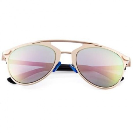 VINTAGE UNISEX REFLECTIVE MIRROR CAT FRAME GLASSES (GOLD FRAME   PINK LENS)