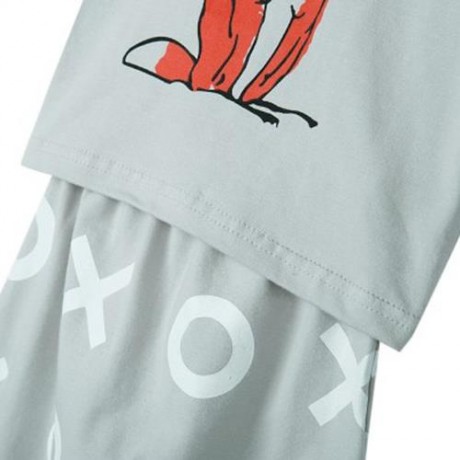 2PCS FASHION BABIES ROUND COLLAR FOX PRINTED TOP PANTS WITH HAT (GREEN)
