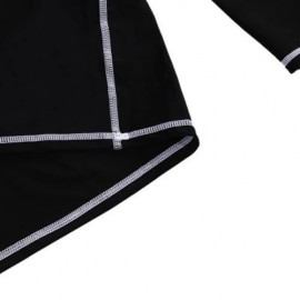 LONG SLEEVES STRAITJACKET TOP COLLAR RASH GUARD LYCRA SWIMSUIT SURFING SWIM SHIRT (BLACK)