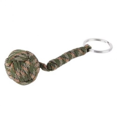 DURABLE KEY RING PARACHUTE CORD BALL SELF RESCUE KIT (ARMY GREEN CAMOUFLAGE)