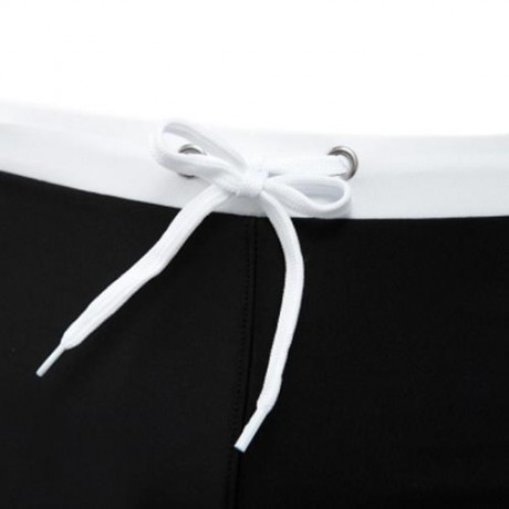 SEXY MEN COLOR BLOCK DRAWSTRING BEACH WEAR BOXERS (BLACK)