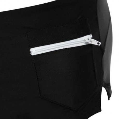 SEXY MEN COLOR BLOCK DRAWSTRING BEACH WEAR BOXERS (BLACK)