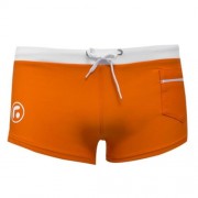 SEXY MEN COLOR BLOCK DRAWSTRING BEACH WEAR BOXERS (ORANGE)