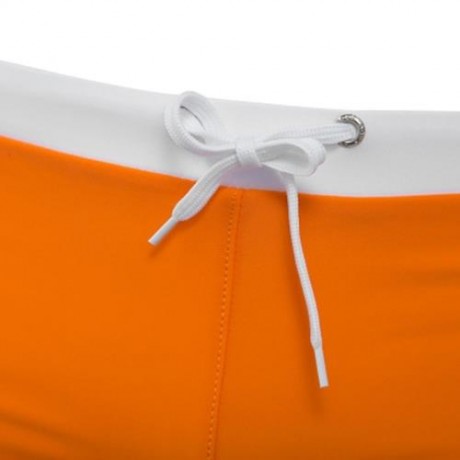 SEXY MEN COLOR BLOCK DRAWSTRING BEACH WEAR BOXERS (ORANGE)