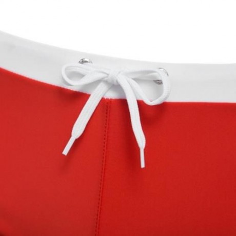 SEXY MEN COLOR BLOCK DRAWSTRING BEACH WEAR BOXERS (RED)