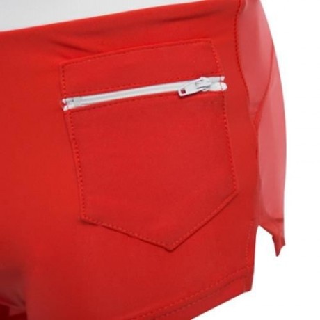 SEXY MEN COLOR BLOCK DRAWSTRING BEACH WEAR BOXERS (RED)