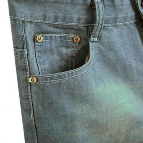 STREET STYLE BUTTON DESIGN FRAYED DENIM SHORTS FOR MEN (DEEP BLUE)