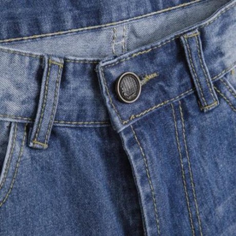 STREET STYLE BUTTON DESIGN FRAYED DENIM SHORTS FOR MEN (DEEP BLUE)