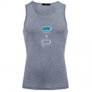 REFRESHING ROUND COLLAR CARTOON PRINT CANDY COLOR TANK TOP FOR MEN (GRAY)