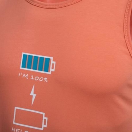 REFRESHING ROUND COLLAR CARTOON PRINT CANDY COLOR TANK TOP FOR MEN (ORANGE)