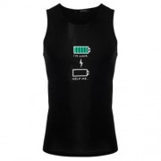 REFRESHING ROUND COLLAR CARTOON PRINT CANDY COLOR TANK TOP FOR MEN (BLACK)