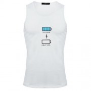 REFRESHING ROUND COLLAR CARTOON PRINT CANDY COLOR TANK TOP FOR MEN (WHITE)
