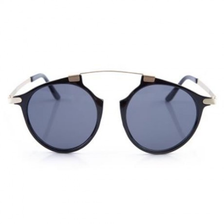 CUTE UNISEX COLOR COATED ROUND FRAME EYEWEAR (BLACK FRAME   GREY LENS)