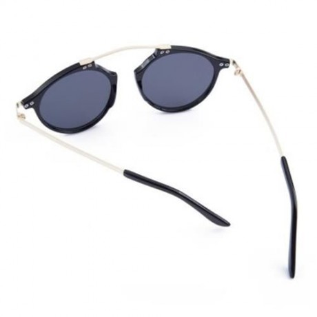 CUTE UNISEX COLOR COATED ROUND FRAME EYEWEAR (BLACK FRAME   GREY LENS)