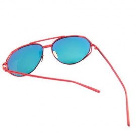 FEMALE COLOR COATED OVERSIZE METAL FRAME SIMPLE DESIGN SUNGLASSES (RED)