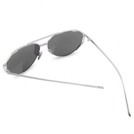 FEMALE COLOR COATED OVERSIZE METAL FRAME SIMPLE DESIGN SUNGLASSES (SILVER)