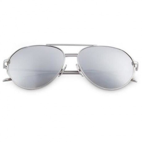 FEMALE COLOR COATED OVERSIZE METAL FRAME SIMPLE DESIGN SUNGLASSES (SILVER)