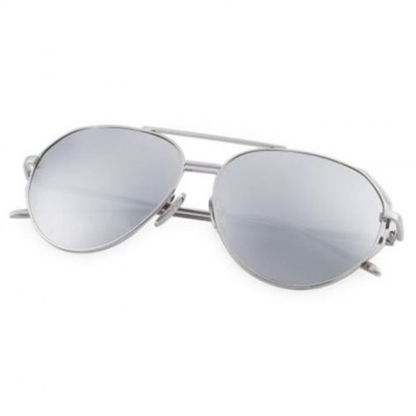FEMALE COLOR COATED OVERSIZE METAL FRAME SIMPLE DESIGN SUNGLASSES (SILVER)