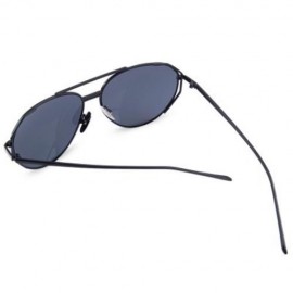 FEMALE COLOR COATED OVERSIZE METAL FRAME SIMPLE DESIGN SUNGLASSES (BLACK)