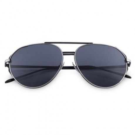 FEMALE COLOR COATED OVERSIZE METAL FRAME SIMPLE DESIGN SUNGLASSES (BLACK)