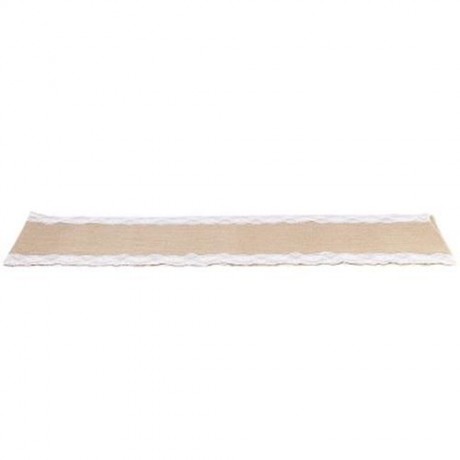 12 X 108 INCHES WHITE BURLAP LACE HESSIAN NATURAL JUTE TABLE RUNNER FOR WEDDING PARTY TABL