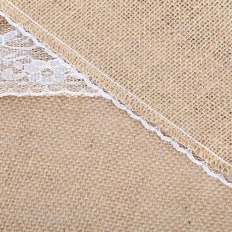 12 X 108 INCHES WHITE BURLAP LACE HESSIAN NATURAL JUTE TABLE RUNNER FOR WEDDING PARTY TABL