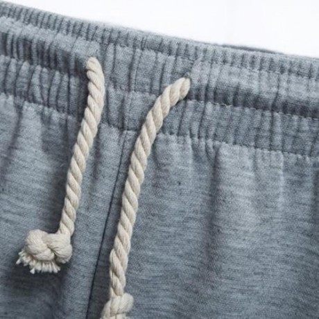 ELASTIC LETTER PRINT DRAWSTRING COTTON BLEND MEN CASUAL SHORTS (LIGHT GRAY)