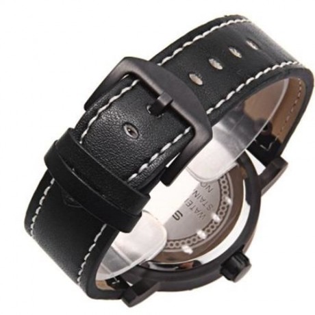 SKONE 9429EG MEN QUARTZ WATCH SECONDS SUB-DIAL DATE DISPLAY LEATHER STRAP WRISTWATCH WITH 