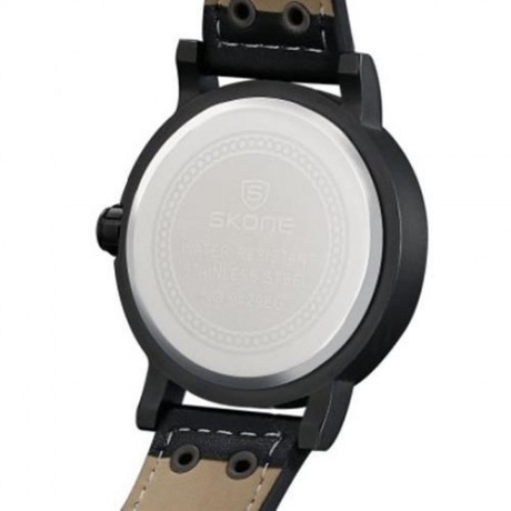 SKONE 9429EG MEN QUARTZ WATCH SECONDS SUB-DIAL DATE DISPLAY LEATHER STRAP WRISTWATCH WITH 