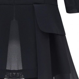 STYLISH V-NECK 3/4 SLEEVE CHIFFON SPLICED ZIPPERED WOMEN'S JACKET