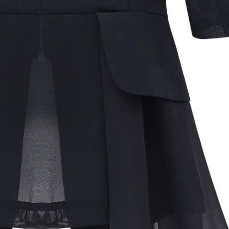 STYLISH V-NECK 3/4 SLEEVE CHIFFON SPLICED ZIPPERED WOMEN'S JACKET