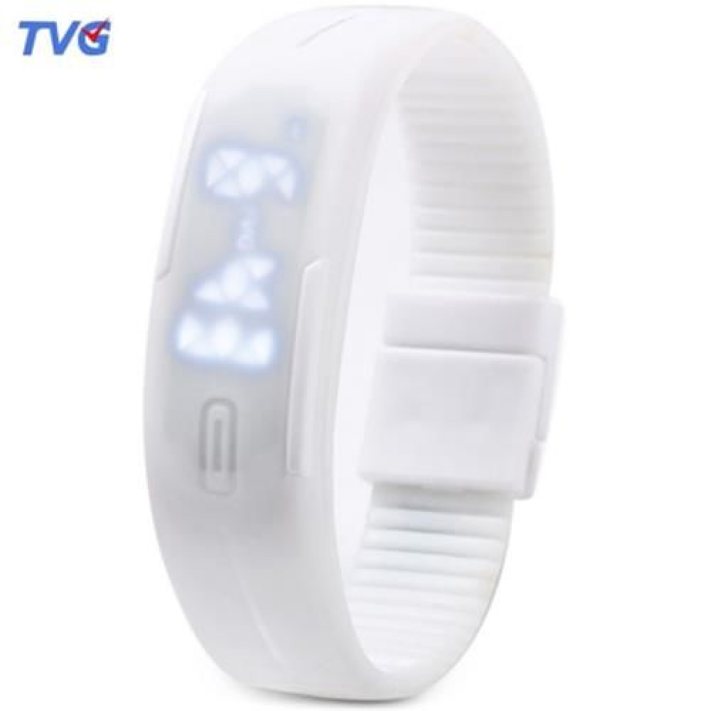 TVG KM - 520A UNISEX DIGITAL WATCH LED DISPLAY CALENDAR MAGNETIC SPORT WRISTWATCH (WHITE)