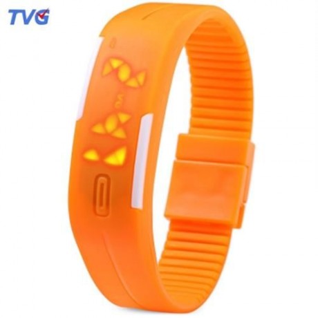 TVG KM - 520A UNISEX DIGITAL WATCH LED DISPLAY CALENDAR MAGNETIC SPORT WRISTWATCH (ORANGE)