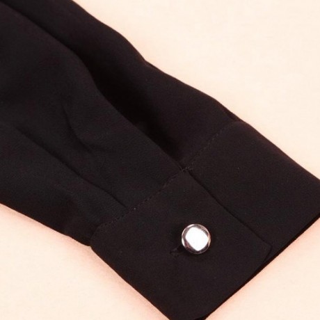 SIMPLE STYLE V-NECK CHIFFON SOLID COLOR LONG SLEEVE WOMEN'S BLOUSE