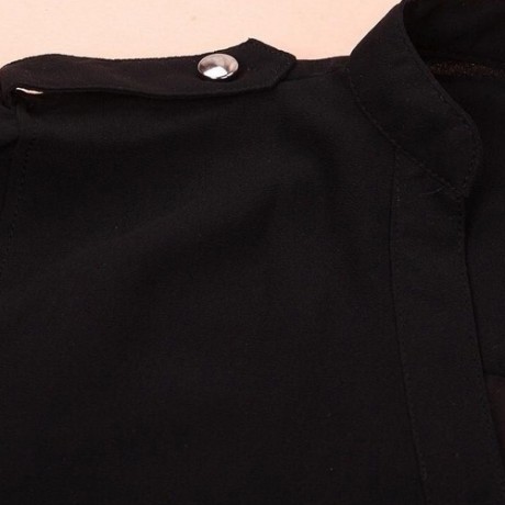 SIMPLE STYLE V-NECK CHIFFON SOLID COLOR LONG SLEEVE WOMEN'S BLOUSE