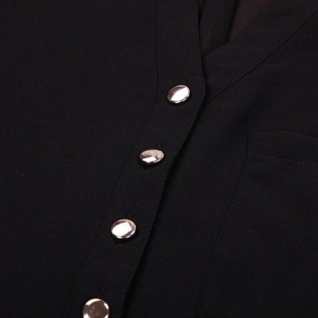 SIMPLE STYLE V-NECK CHIFFON SOLID COLOR LONG SLEEVE WOMEN'S BLOUSE