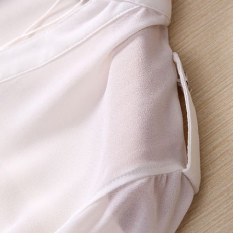 SIMPLE STYLE V-NECK CHIFFON SOLID COLOR LONG SLEEVE WOMEN'S BLOUSE