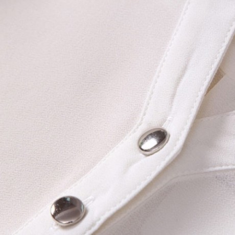 SIMPLE STYLE V-NECK CHIFFON SOLID COLOR LONG SLEEVE WOMEN'S BLOUSE