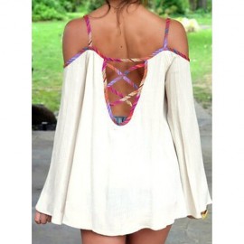 STYLISH SPAGHETTI STRAP LONG SLEEVE BACKLESS WOMEN'S BLOUSE