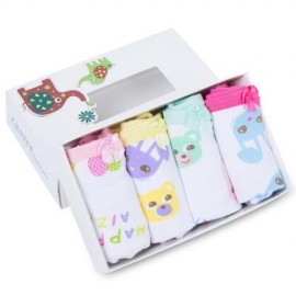 4PCS CUTE PRINTED SOFT COTTON BABY BRIEFS UNDERWEAR FOR GIRLS (BEAR PATTERN)