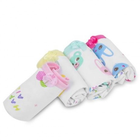 4PCS CUTE PRINTED SOFT COTTON BABY BRIEFS UNDERWEAR FOR GIRLS (BEAR PATTERN)